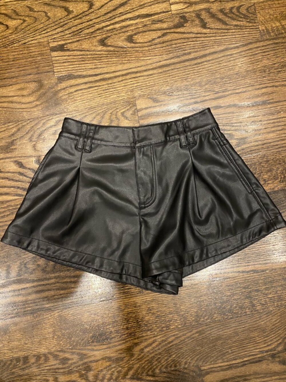 FREE PEOPLE WE THE FREE REIGN VEGAN LEATHER SHORTS - Picture 2 of 5